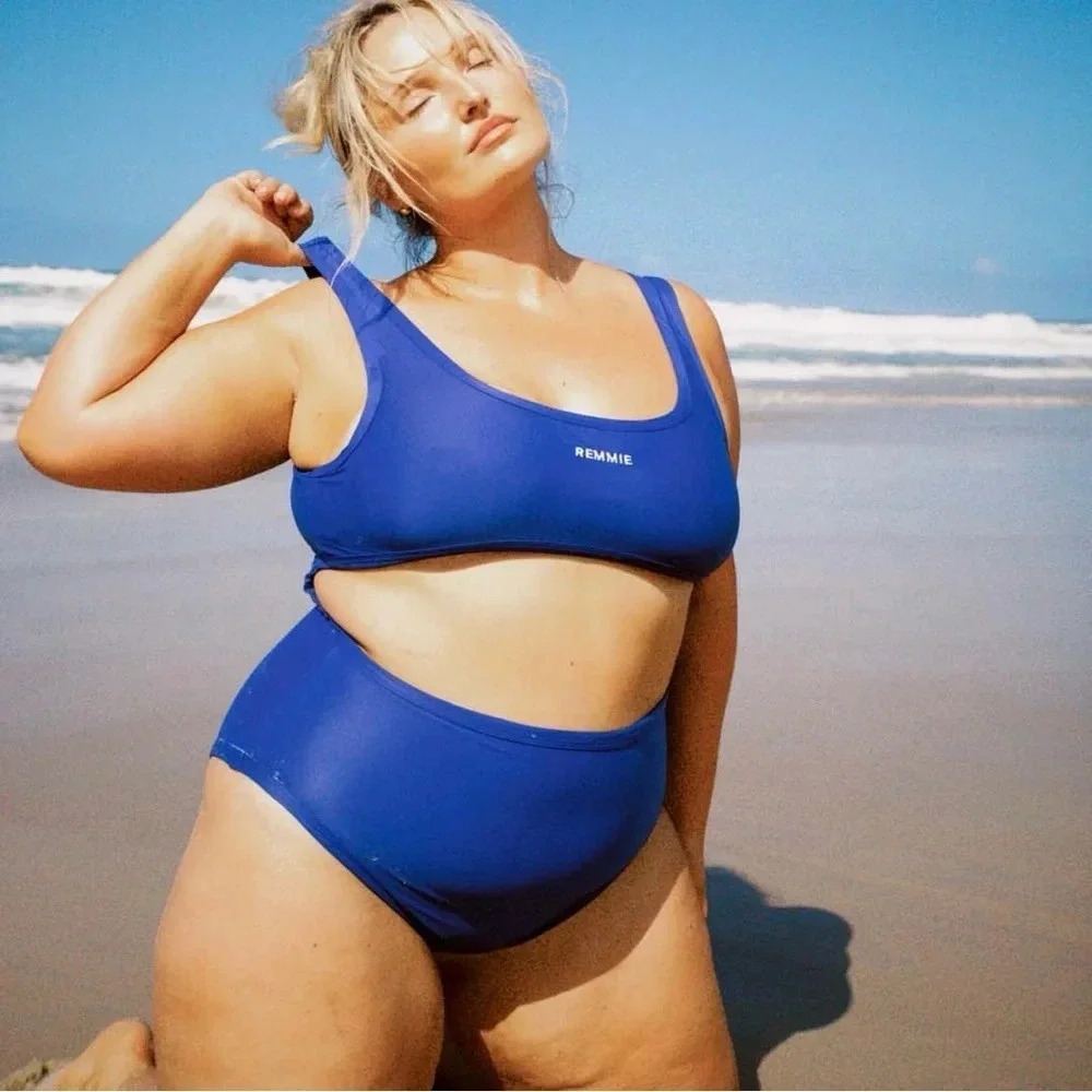 NWT REMMIE BY RILEY Cobalt Blue Reversible ONE PIECE Swimsuit Size 4XL
